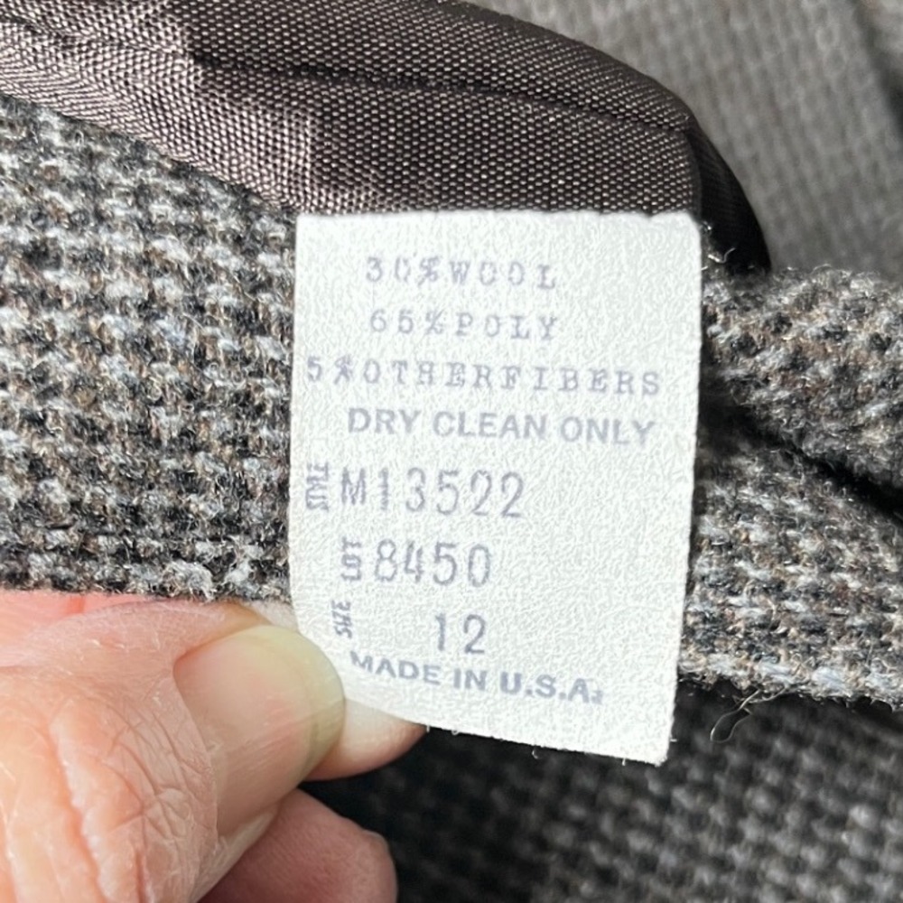 Quiet‎ Luxury Wool Blend Skirt Suit Gray Houndstooth Vintage Step by Step Sz 12 - Picture 6 of 16